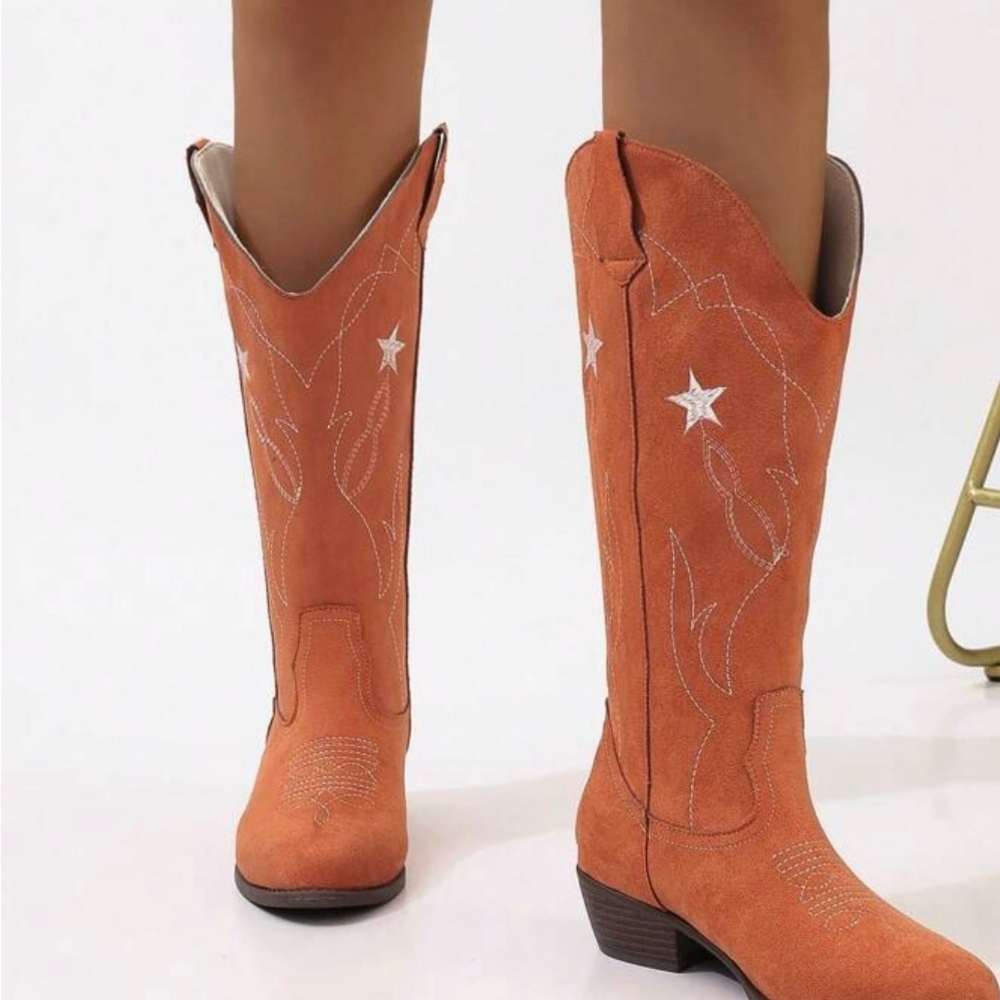 Orange Heeled Boots with Classic Silhouette
